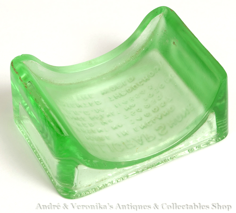1930's LILLICRAP'S HONE Uranium Glass RAZOR BLADE SHARPENER Shaving