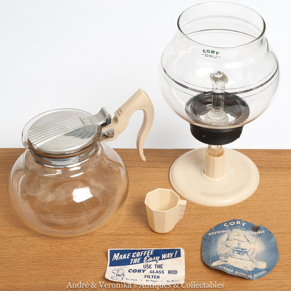 CORY Filterless GLASS ROD COFFEE MAKER Vintage Art Deco 1940s Retro Pot