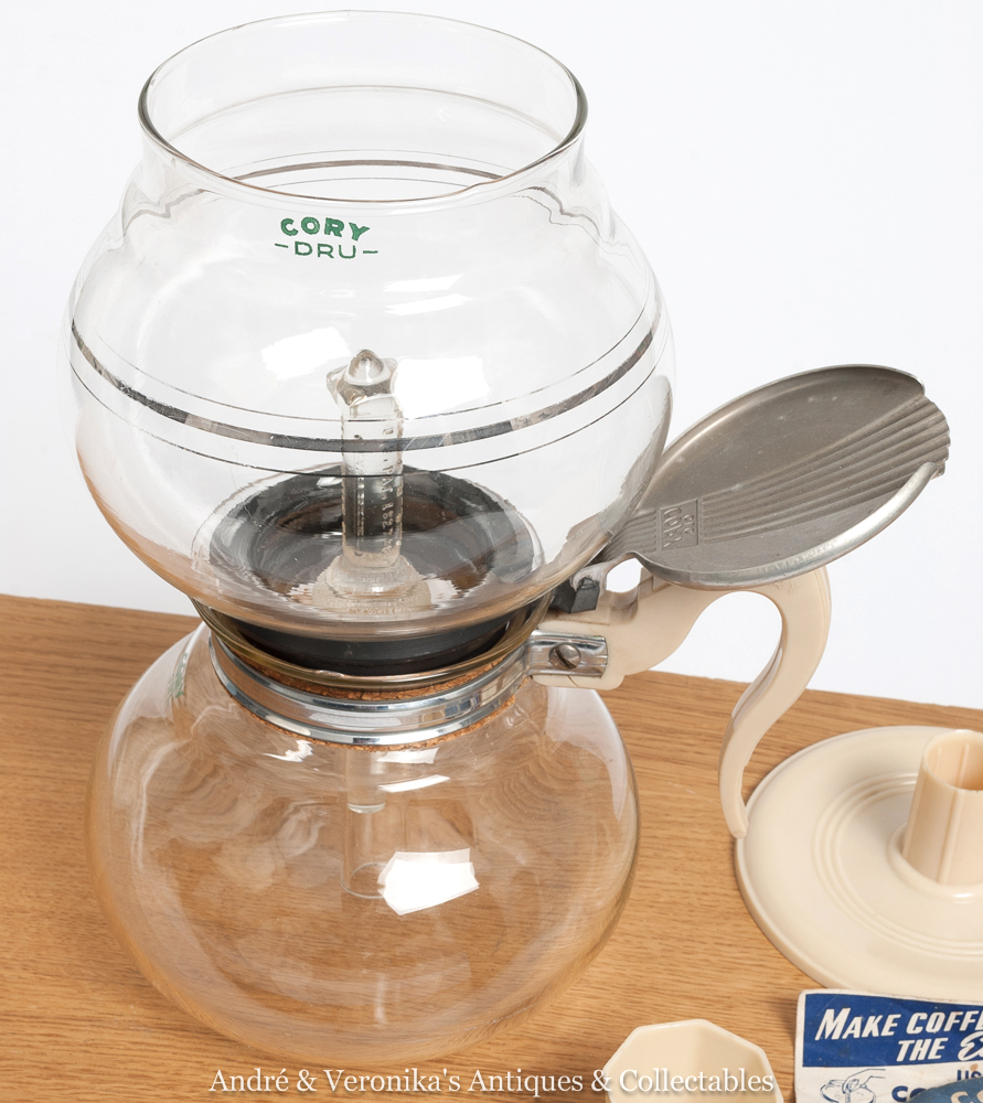 CORY Filterless GLASS ROD COFFEE MAKER Vintage Art Deco 1940s Retro Pot